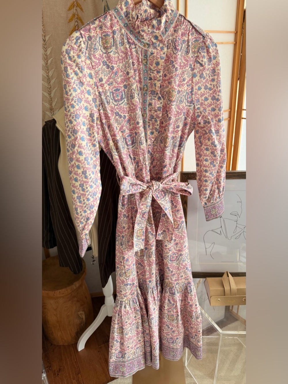 Sézane x Sea NY Floral Midi Dress Belted Size 42